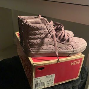 Lavender tone snake skin textured vans